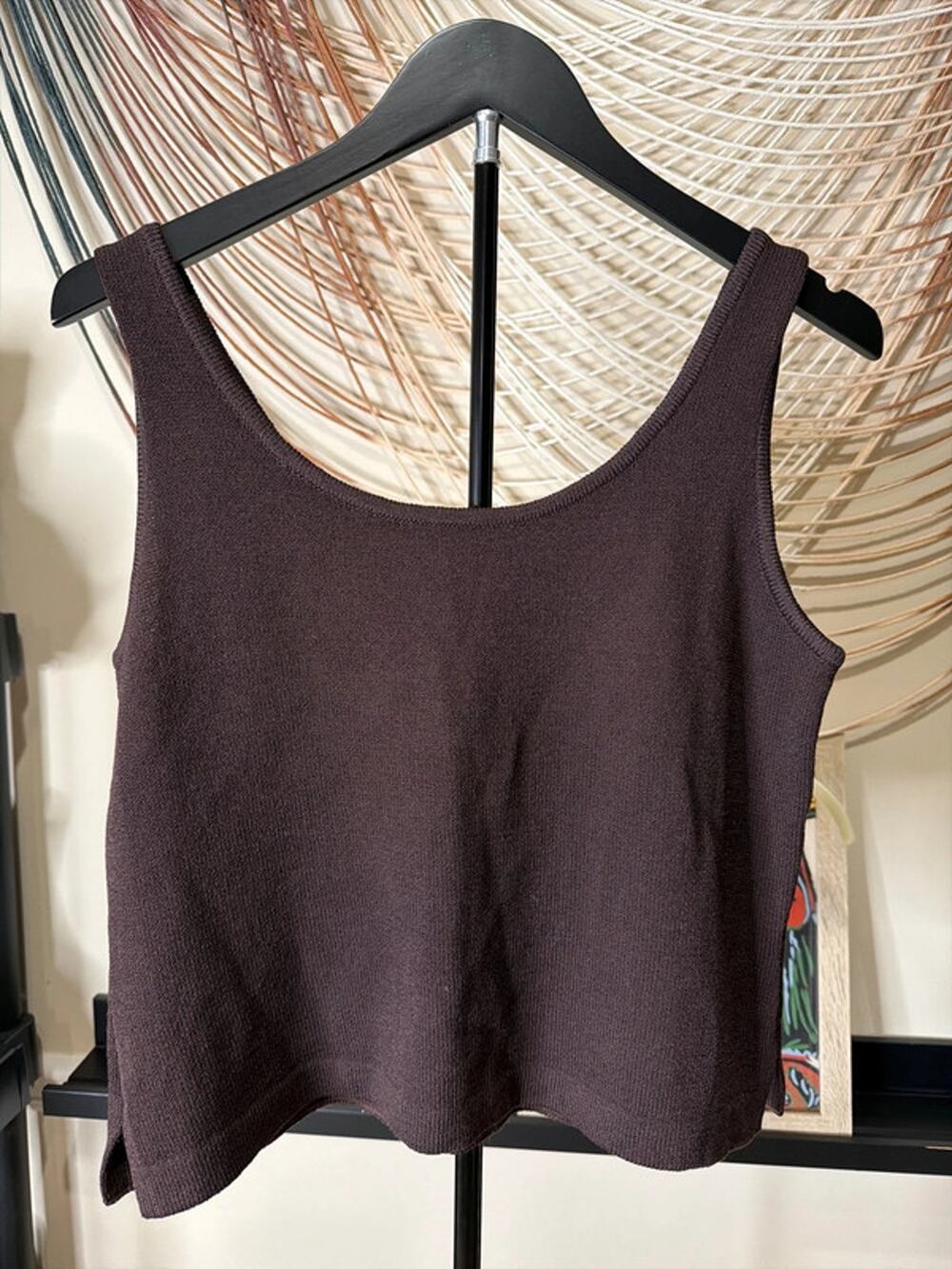 St. John Brown sleeveless tank top EUC S 2974